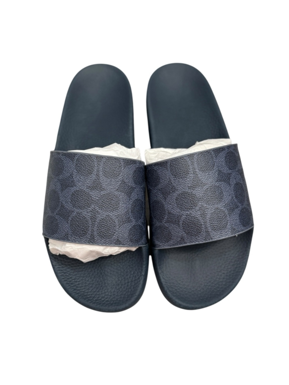 Coach Signature Pool Slides Denim Blue Men’s Size 8 D - Picture 3 of 12